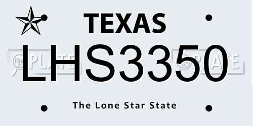 LHS3350 Texas License Plate