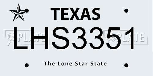 LHS3351 Texas License Plate