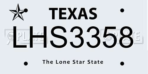 LHS3358 Texas License Plate