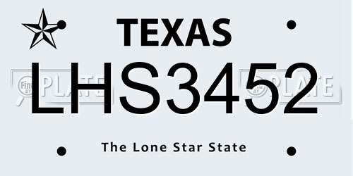 LHS3452 Texas License Plate