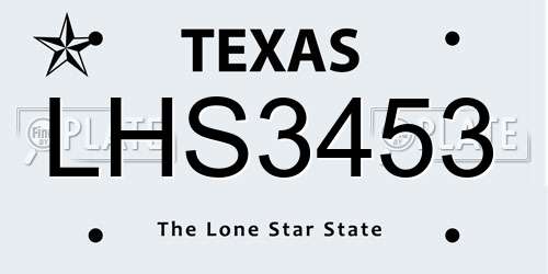LHS3453 Texas License Plate