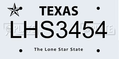 LHS3454 Texas License Plate