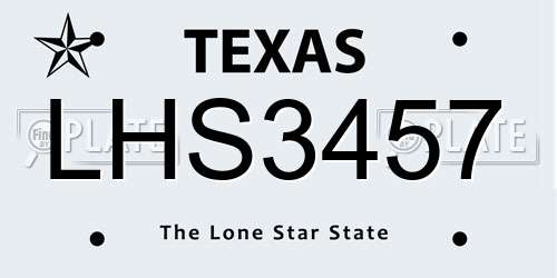 LHS3457 Texas License Plate