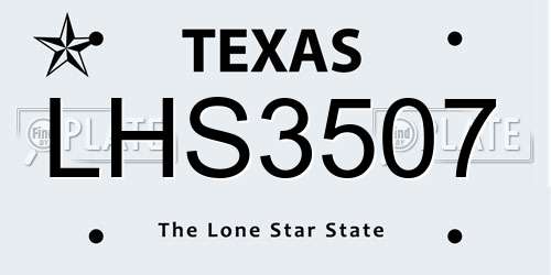 LHS3507 Texas License Plate