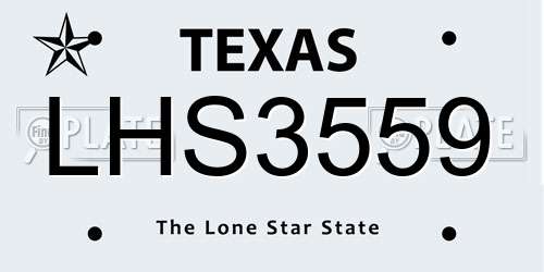 LHS3559 Texas License Plate