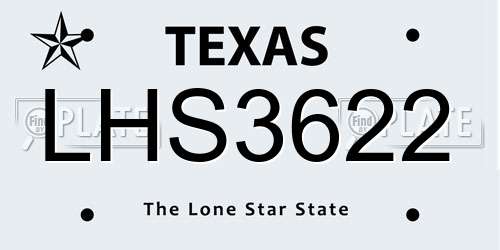 LHS3622 Texas License Plate