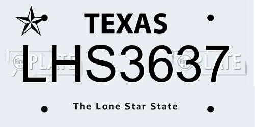LHS3637 Texas License Plate