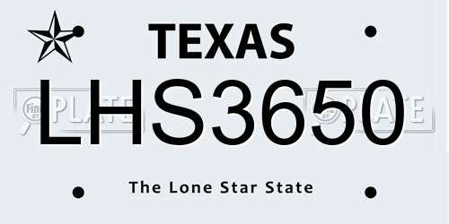 LHS3650 Texas License Plate