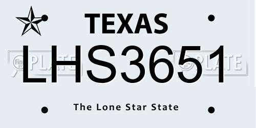 LHS3651 Texas License Plate