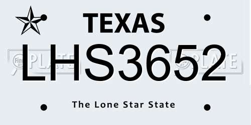 LHS3652 Texas License Plate