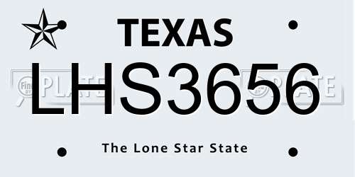 LHS3656 Texas License Plate
