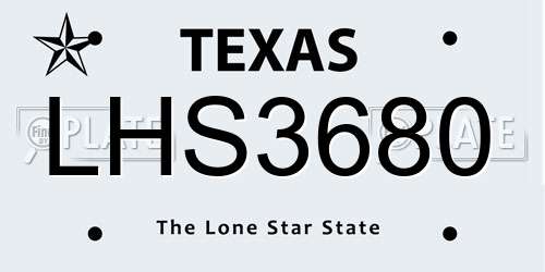 LHS3680 Texas License Plate