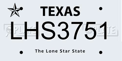 LHS3751 Texas License Plate