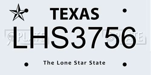 LHS3756 Texas License Plate