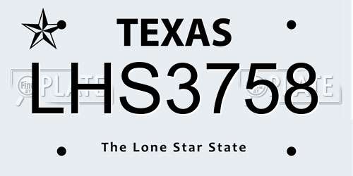 LHS3758 Texas License Plate