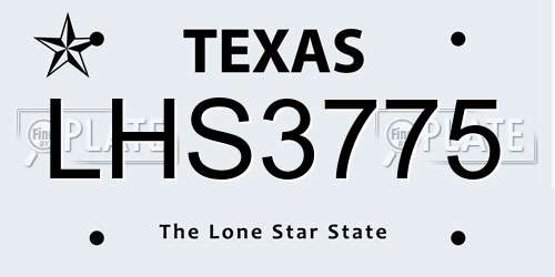 LHS3775 Texas License Plate