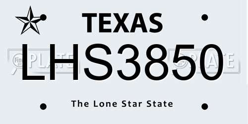 LHS3850 Texas License Plate