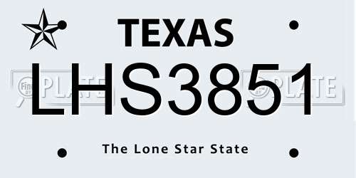 LHS3851 Texas License Plate