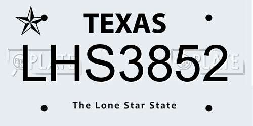 LHS3852 Texas License Plate