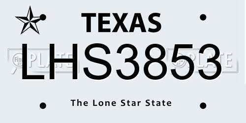 LHS3853 Texas License Plate