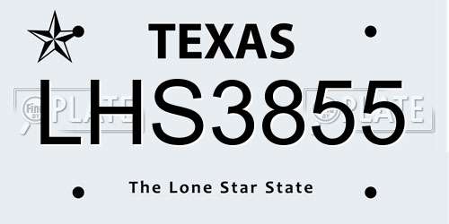 LHS3855 Texas License Plate