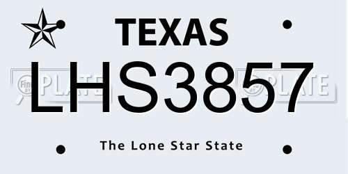 LHS3857 Texas License Plate