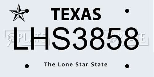 LHS3858 Texas License Plate