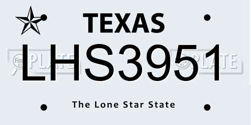 LHS3951 Texas License Plate