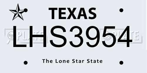 LHS3954 Texas License Plate