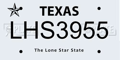LHS3955 Texas License Plate