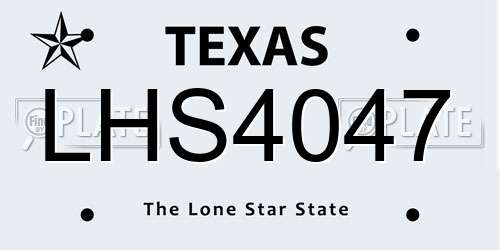 LHS4047 Texas License Plate