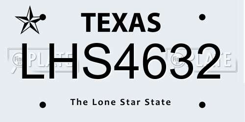 LHS4632 Texas License Plate