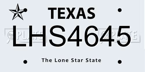 LHS4645 Texas License Plate