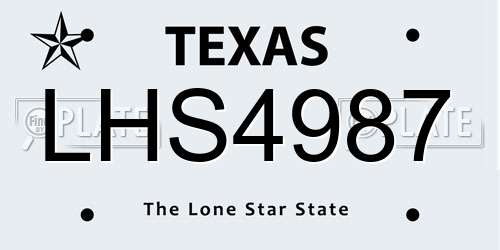 LHS4987 Texas License Plate