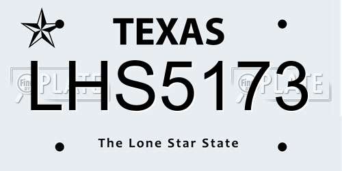 LHS5173 Texas License Plate