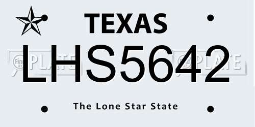 LHS5642 Texas License Plate