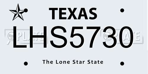 LHS5730 Texas License Plate