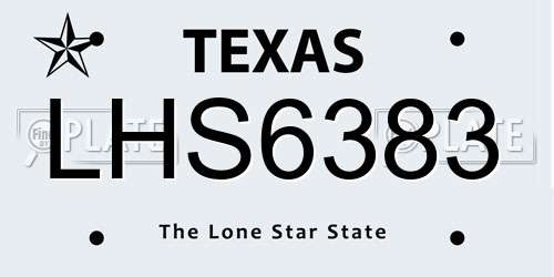 LHS6383 Texas License Plate