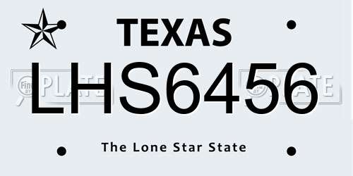 LHS6456 Texas License Plate