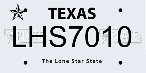 LHS7010 Texas License Plate