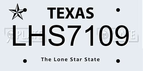 LHS7109 Texas License Plate