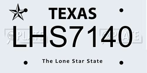 LHS7140 Texas License Plate