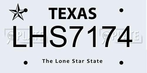 LHS7174 Texas License Plate