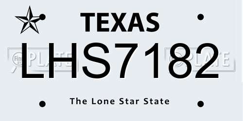 LHS7182 Texas License Plate