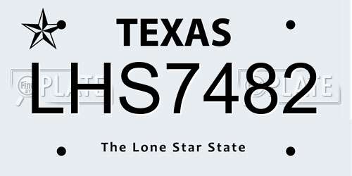 LHS7482 Texas License Plate