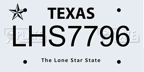 LHS7796 Texas License Plate