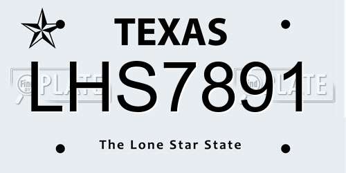 LHS7891 Texas License Plate