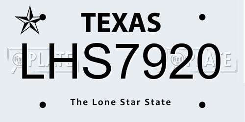 LHS7920 Texas License Plate
