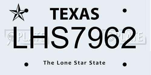 LHS7962 Texas License Plate