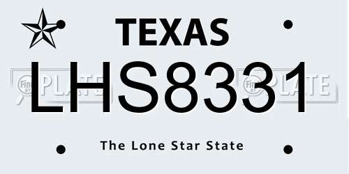 LHS8331 Texas License Plate